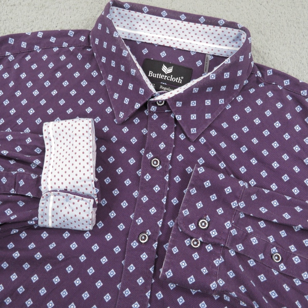 Buttercloth Mens XXXL Purple Icy Cotton Performance Cooling Flip Cuff Shirt 3XL